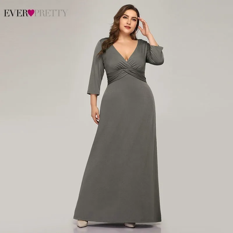 Ever Pretty Elegant Grey Mother Of The Bride Dresses A-Line Deep V-Neck Full Sleeve Formal Plus Size Mother Dresses Farsali 2019
Ever Pretty Elegant Grey Mother Of The Bride Dresses A-Line Deep V-Neck Full Sleeve Formal Plus Size Mother Dresses Farsali 2019