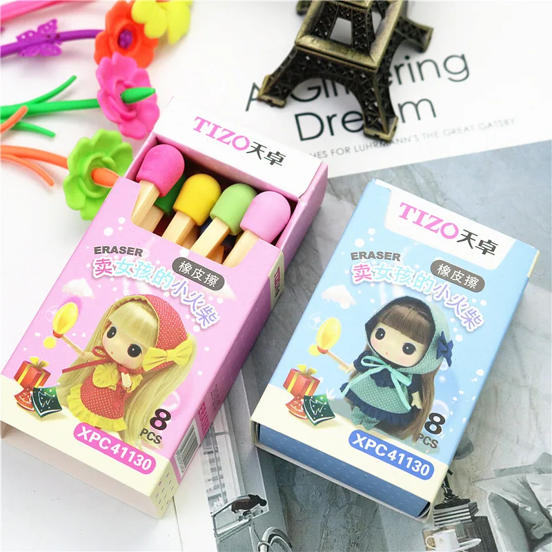 8PCS/BOX cute matches Eraser Color children's student eraser school stationery gift
8PCS/BOX cute matches Eraser Color children's student eraser school stationery gift