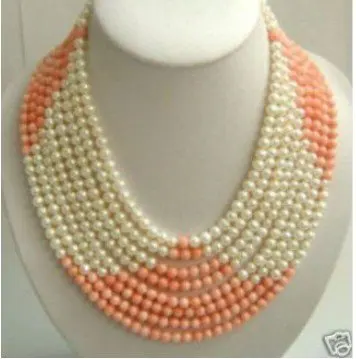 Charming Superb 3 row 8mm red coral white pearl beads necklace Fashion Free shipping
Charming Superb 3 row 8mm red coral white pearl beads necklace Fashion Free shipping