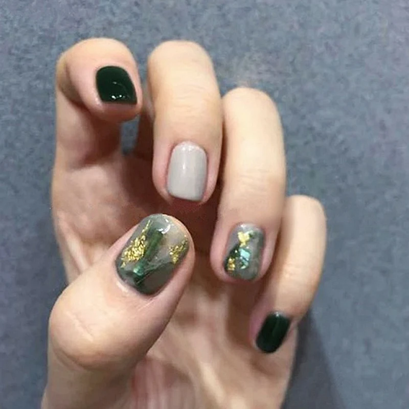 24pcs Green Color Rendering Gold Foil Fake Nails Square Short Full Cover Acrylic False Nails Artificial Nail Press On Nail
24pcs Green Color Rendering Gold Foil Fake Nails Square Short Full Cover Acrylic False Nails Artificial Nail Press On Nail