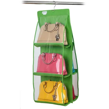 6 Pocket Transparent Non-woven Large Clear Purse Handbag Hanging Storage Organizer Dustproof Storage Bag Wardrobe Closet Tidy 
6 Pocket Transparent Non-woven Large Clear Purse Handbag Hanging Storage Organizer Dustproof Storage Bag Wardrobe Closet Tidy