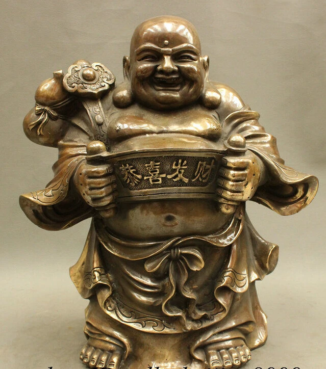 654++15" Folk Chinese Bronze Buddha Wealth RuYi Gourd Happy Laugh Maitreya Statue
654++15" Folk Chinese Bronze Buddha Wealth RuYi Gourd Happy Laugh Maitreya Statue