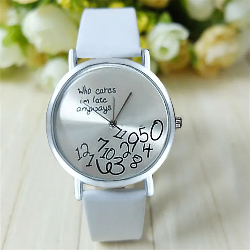 Hot sale watch women pu Leather Who Cares I am Late Anyway Letter Watches montre femme bayan kol saati#yl
Hot sale watch women pu Leather Who Cares I am Late Anyway Letter Watches montre femme bayan kol saati#yl