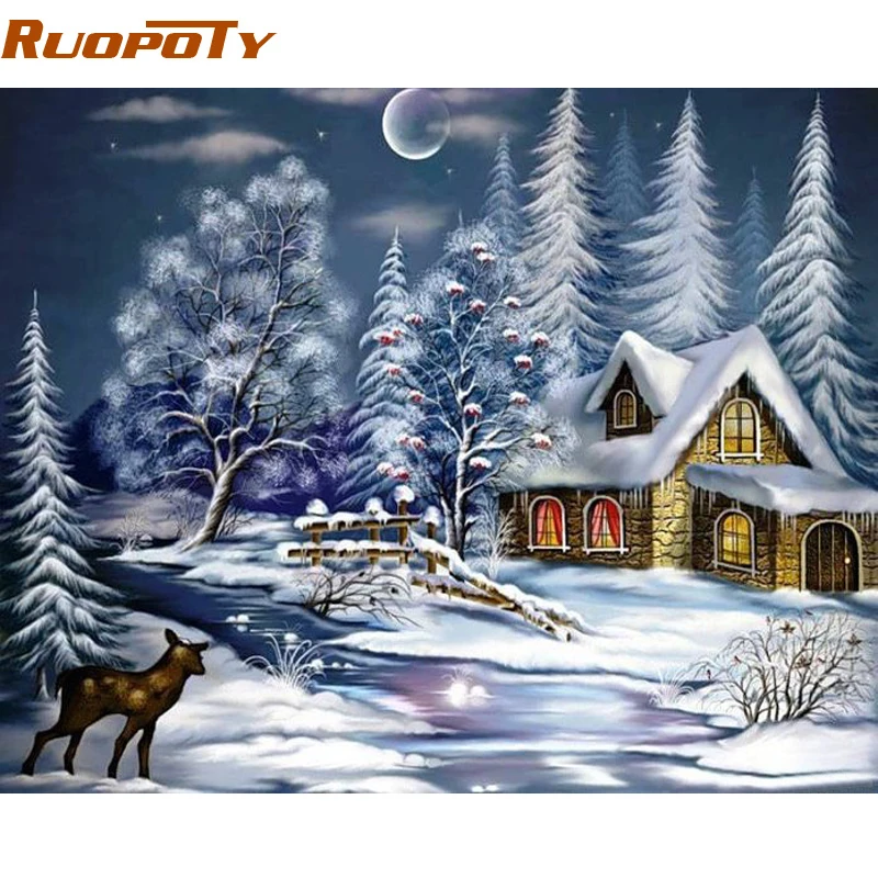 RUOPOTY Frame Christmas Snow Night DIY Painting By Numbers Landscape Kit Picture Coloring By Numbers For Living Room Artwork
RUOPOTY Frame Christmas Snow Night DIY Painting By Numbers Landscape Kit Picture Coloring By Numbers For Living Room Artwork
