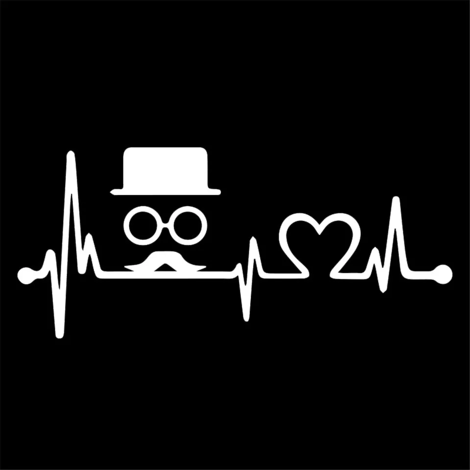 Cunymagos Hipster Top Hat Moustache Heartbeat Lifeline Stickers Motorcycle Car Vinyl Sticker Car styling Decal Stickers Funny 20.3cm8 (4)
