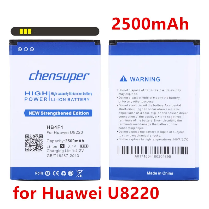 Аккумулятор chensuper HB4F1 2500 мАч для Huawei U8220 U8230 E5830 E5838 E5 C8600 T-Mobile Pulse E585 Ascend M860 X5 U8800 C8800
Аккумулятор chensuper HB4F1 2500 мАч для Huawei U8220 U8230 E5830 E5838 E5 C8600 T-Mobile Pulse E585 Ascend M860 X5 U8800 C8800