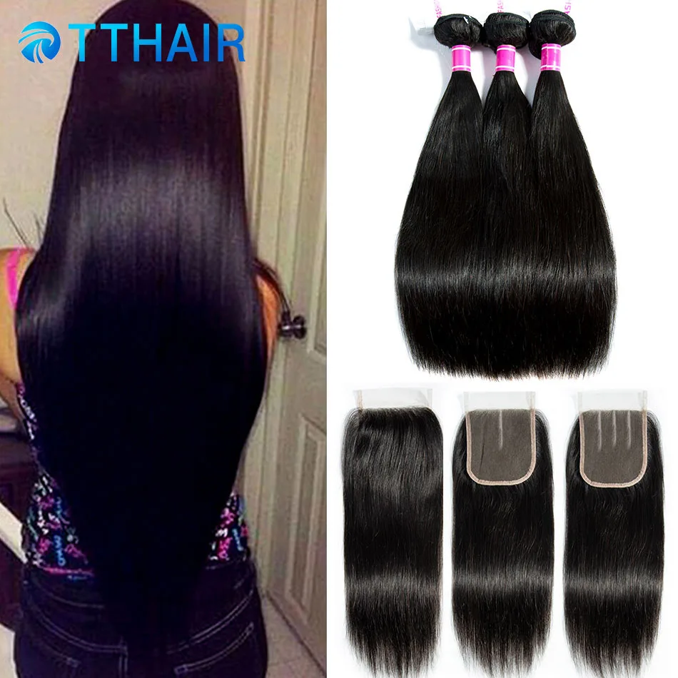 TTHAIR Malaysian 3 Bundles With Lace Closure Natural Color 100% Human Hair Non Remy Straight Hair Bundles With Closure
TTHAIR Malaysian 3 Bundles With Lace Closure Natural Color 100% Human Hair Non Remy Straight Hair Bundles With Closure