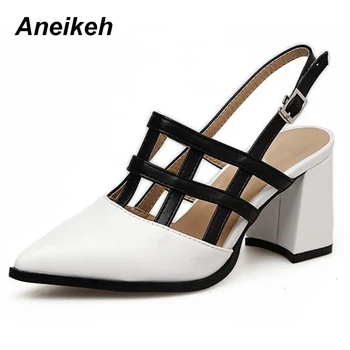 Aneikeh 2018 Women Sandals High Square Heel Fashion Summer Office Pointed Toe Lady Pumps Shoes Size 35-40 Black + white
Aneikeh 2018 Women Sandals High Square Heel Fashion Summer Office Pointed Toe Lady Pumps Shoes Size 35-40 Black + white