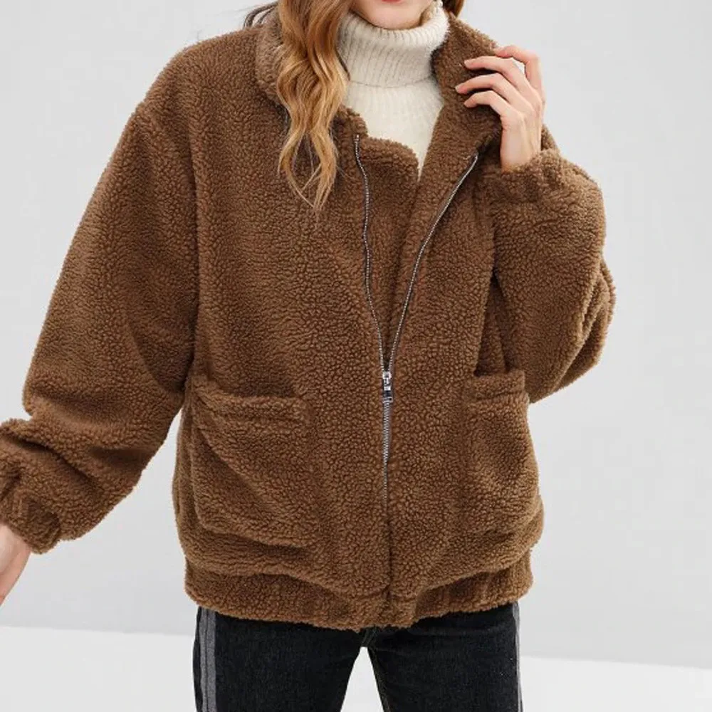 Women Winter Jacket Winter Oversized Warm Coat Ladies Borg Zip Faux Fur Jacket Pockets Warm Coat
Women Winter Jacket Winter Oversized Warm Coat Ladies Borg Zip Faux Fur Jacket Pockets Warm Coat