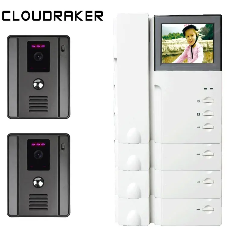 CLOUDRAKER Video Door Phone 4x Telephone Monitor 4.3'' with 2x Wired Camera Video Intercom System Night Vision Unlock
CLOUDRAKER Video Door Phone 4x Telephone Monitor 4.3'' with 2x Wired Camera Video Intercom System Night Vision Unlock