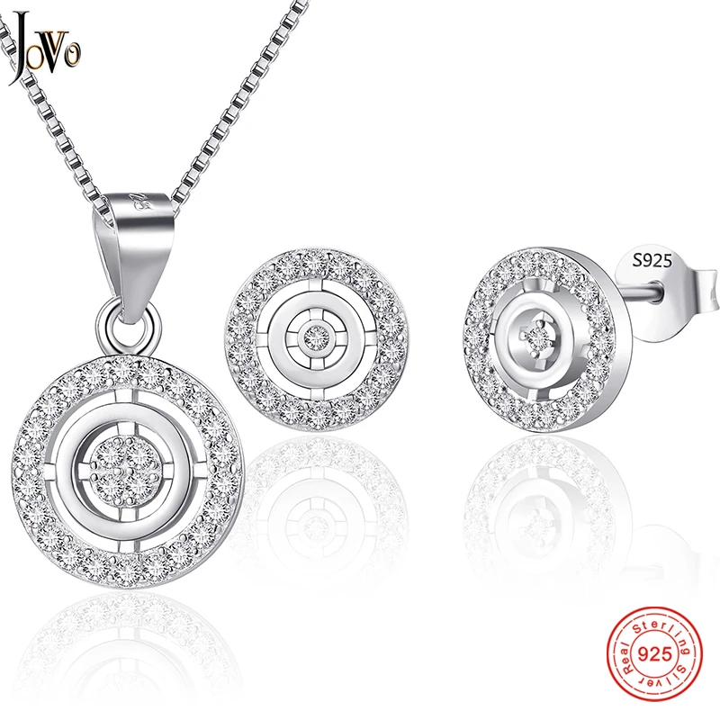 JOVO 925 Sterling Silver Circular Shape Necklace Earrings Anniversary Wedding Jewelry Sets Simple Real Sliver Jewelry Set Gift
JOVO 925 Sterling Silver Circular Shape Necklace Earrings Anniversary Wedding Jewelry Sets Simple Real Sliver Jewelry Set Gift