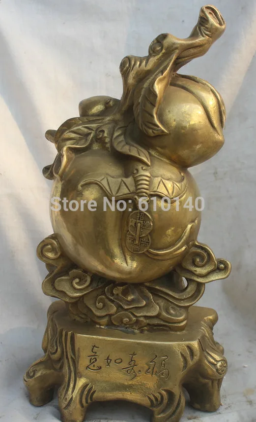 10" China Chinese Feng Shui Brass Money Wealth Longevity Shou Peach Tree Statue
10" China Chinese Feng Shui Brass Money Wealth Longevity Shou Peach Tree Statue
