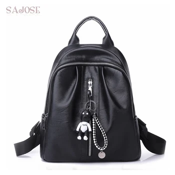 Women Backpack For Teenage Girls Fashion Black Medium Student Leather Backpack Cartoon Lovely Pendant Shoulder School Bag SAJOSE
Women Backpack For Teenage Girls Fashion Black Medium Student Leather Backpack Cartoon Lovely Pendant Shoulder School Bag SAJOSE