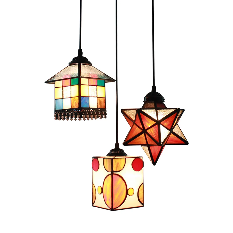 Фото tiffany star pendant light stained glass restaurant bar dinging room kitchen hanging lighting | Лампы и освещение