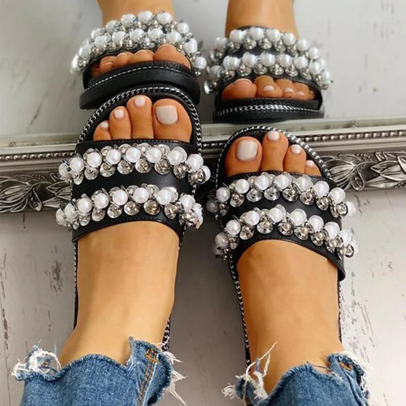 Summer Women Crystal Pearl Slippers Female String Open Toe Slip On Shoes Ladies Slides Casual Fashion Comfort Footwear
Summer Women Crystal Pearl Slippers Female String Open Toe Slip On Shoes Ladies Slides Casual Fashion Comfort Footwear