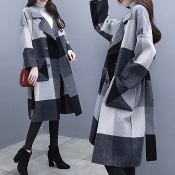 Woolen Lattices Long Wind Coat Windbreakers Trench Female Clothes Fashionable Cardigan For Women Raincoat Casaco Feminino
Woolen Lattices Long Wind Coat Windbreakers Trench Female Clothes Fashionable Cardigan For Women Raincoat Casaco Feminino