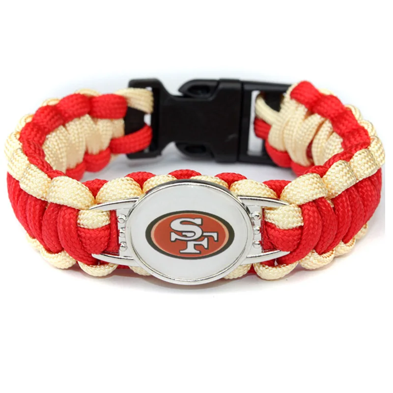 10PC/lot Football San Francisco 49ers Charm Paracord Survival Outdoor Sport Bracelet Friendship Bracelets For Women Men Jewelry
10PC/lot Football San Francisco 49ers Charm Paracord Survival Outdoor Sport Bracelet Friendship Bracelets For Women Men Jewelry