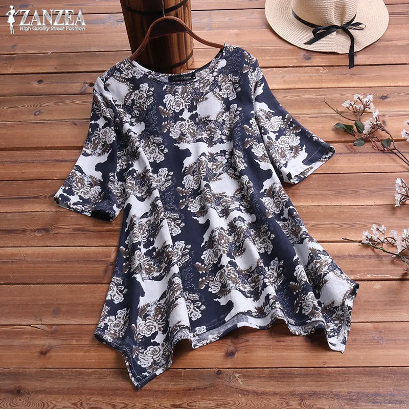 Summer Casual Blouse Women's Printed Tops Kaftan 2019 ZANZEA Floral Linen Blusas Female Half Sleeve Shirt Oversize Tunic Chemise
Summer Casual Blouse Women's Printed Tops Kaftan 2019 ZANZEA Floral Linen Blusas Female Half Sleeve Shirt Oversize Tunic Chemise