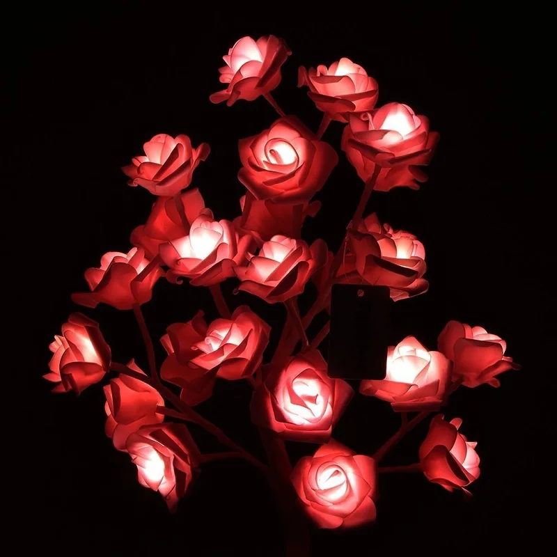 Romantic LED Rose Flowers Tree Light Fairy Lamp Table Party Garland Decor Lights 