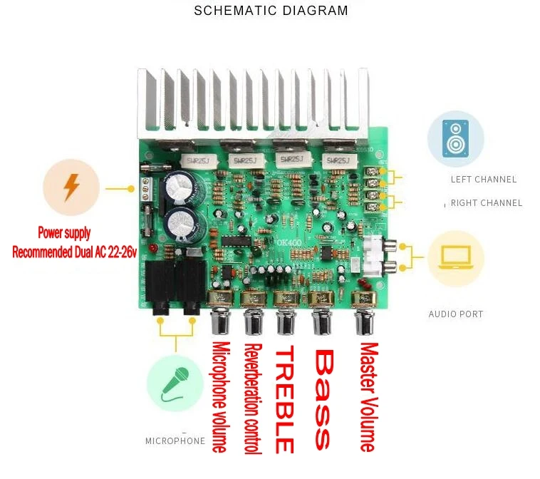 250W + 250W Audio Amplifier board HIFI Stereo Bass Microphone Amplification Digital Reverb Power amplifier Tone Control
250W + 250W Audio Amplifier board HIFI Stereo Bass Microphone Amplification Digital Reverb Power amplifier Tone Control