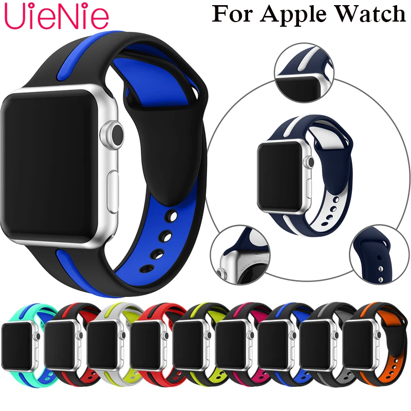 Double color apple silicone strap For Apple Watch 40mm 44mm 38mm 42mm wrist band for Apple Watch series 4 3 2 1 iWatch band
Double color apple silicone strap For Apple Watch 40mm 44mm 38mm 42mm wrist band for Apple Watch series 4 3 2 1 iWatch band