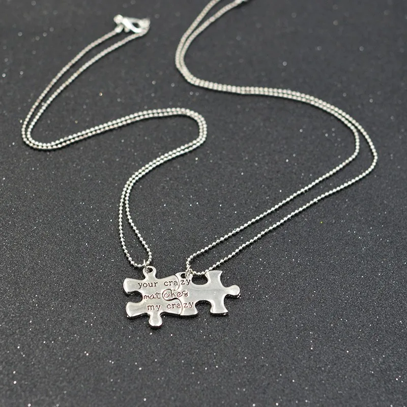 1 Set "You're Crazy For Me Crazy" Silver Hue Piece Puzzle Necklace Couple Clothing Necklace Valentine's Day Gift Wholesale
1 Set "You're Crazy For Me Crazy" Silver Hue Piece Puzzle Necklace Couple Clothing Necklace Valentine's Day Gift Wholesale