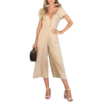 2018 Fashion Deep V-Neck Short Sleeve Wide Leg Slim Fit Casual Summer Women Jumpsuits
2018 Fashion Deep V-Neck Short Sleeve Wide Leg Slim Fit Casual Summer Women Jumpsuits