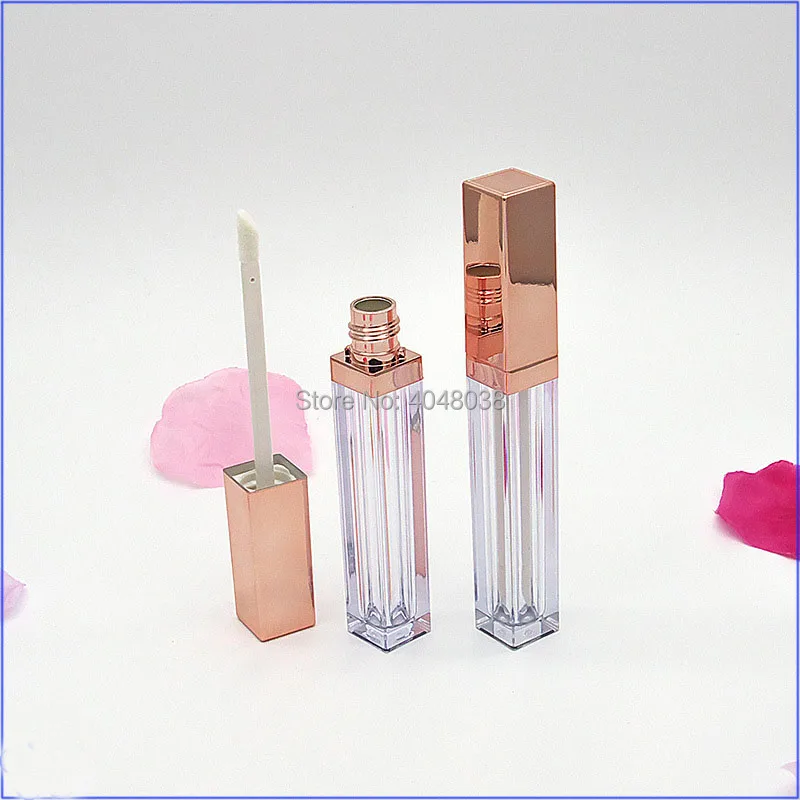 50 pcslot Lip Gloss Tubes Empty Cosmetic Bottles Transparent 4ml Square Plastic Lip Balm Container Liquid Eyeliner For Makeup