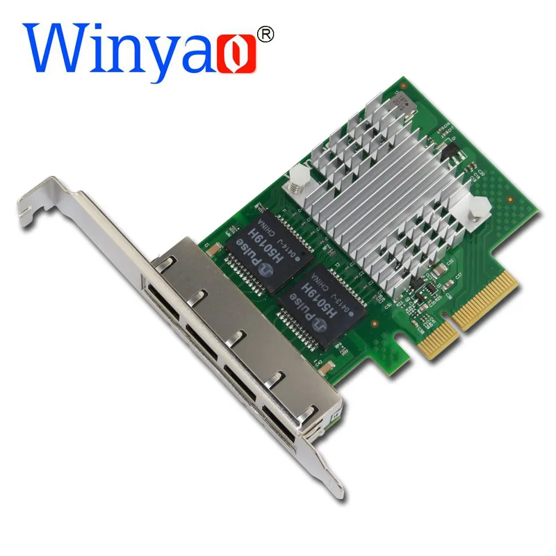 Фото Winyao WYI350T4 PCI-E X4 RJ45 Qual порт сервер Gigabit Ethernet 10/100/1000 Мбит/с сетевой интерфейс карта для