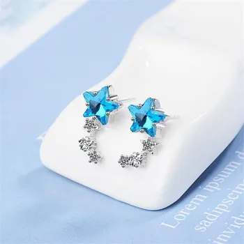 New Sweet Female Korean Style Fashion Star 925 Sterling Silver Jewelry Fresh Blue Five-pointed Star Crystal Stud Earrings SE769
New Sweet Female Korean Style Fashion Star 925 Sterling Silver Jewelry Fresh Blue Five-pointed Star Crystal Stud Earrings SE769
