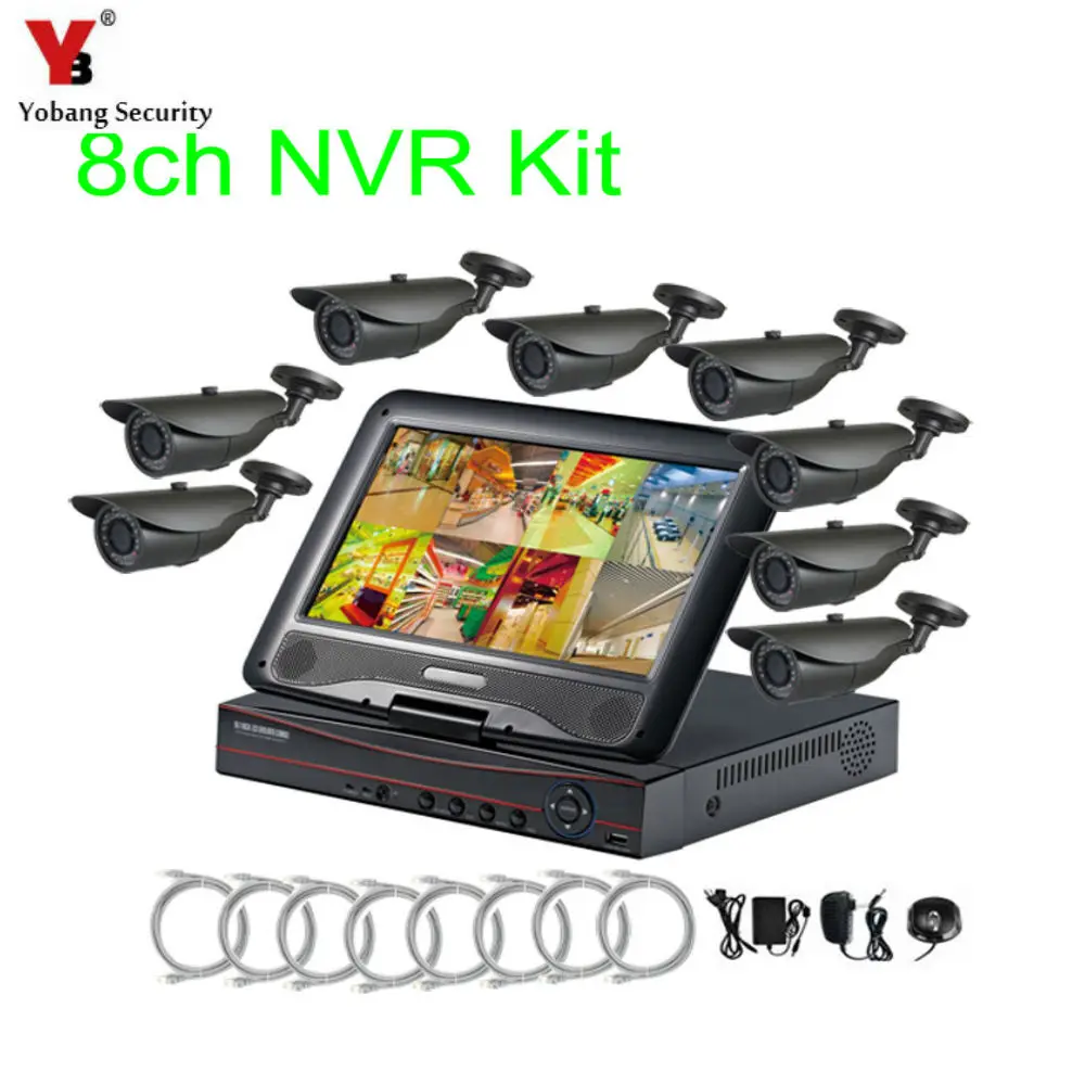YobangSecurity 10.1inch Monitor 8CH 720P Wifi Wireless NVR Recorder Security With 8x 720P 1.0MP Weatherproof Outdoor Dome Camera
YobangSecurity 10.1inch Monitor 8CH 720P Wifi Wireless NVR Recorder Security With 8x 720P 1.0MP Weatherproof Outdoor Dome Camera