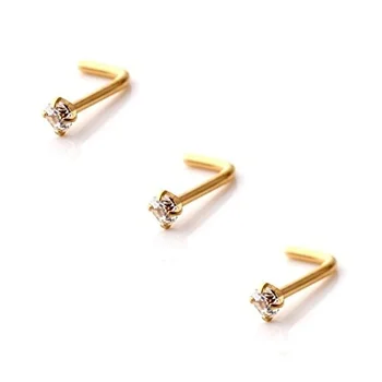 Anodized Gold 316L Stainless Steel 20g L Shape Nose Ring Prong Set 2mm,2.5mm ,3mm Zircon Nose Studs Piercing Body Jewelry
Anodized Gold 316L Stainless Steel 20g L Shape Nose Ring Prong Set 2mm,2.5mm ,3mm Zircon Nose Studs Piercing Body Jewelry