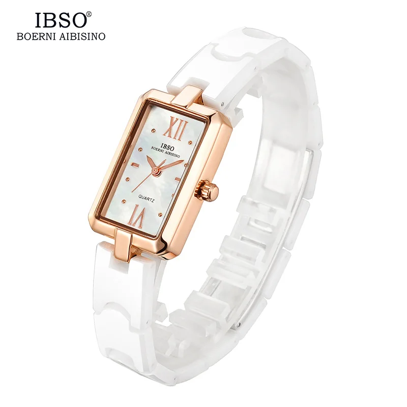 IBSO White Ceramic Women's Quartz Watches 2019 Rose Gold Rectangle Case Shell Dial Watch Female Fashion Wristwatch Montre Femme
IBSO White Ceramic Women's Quartz Watches 2019 Rose Gold Rectangle Case Shell Dial Watch Female Fashion Wristwatch Montre Femme