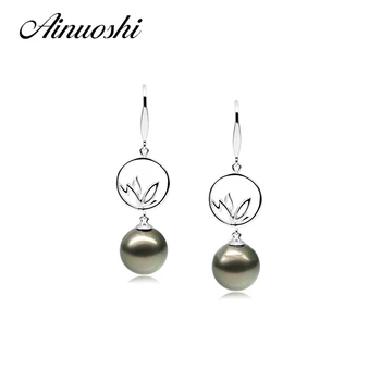 AINUOSHI 925 Sterling Silver Leaves Shaped Pearl Earrings 10.5-11mm Natural Tahitian Black Pearls Round Pearl Wedding Earrings
AINUOSHI 925 Sterling Silver Leaves Shaped Pearl Earrings 10.5-11mm Natural Tahitian Black Pearls Round Pearl Wedding Earrings