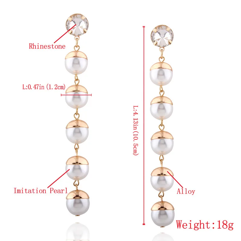 Simulated Pearl Beads Long Drop Earrings*