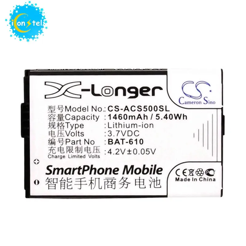 

iconstel CameronSino CS-ACS500SL 3.7V 1460mAh Battery for Acer CloudMobile S500 BAT-610 smart phone lithium-ion battery pack