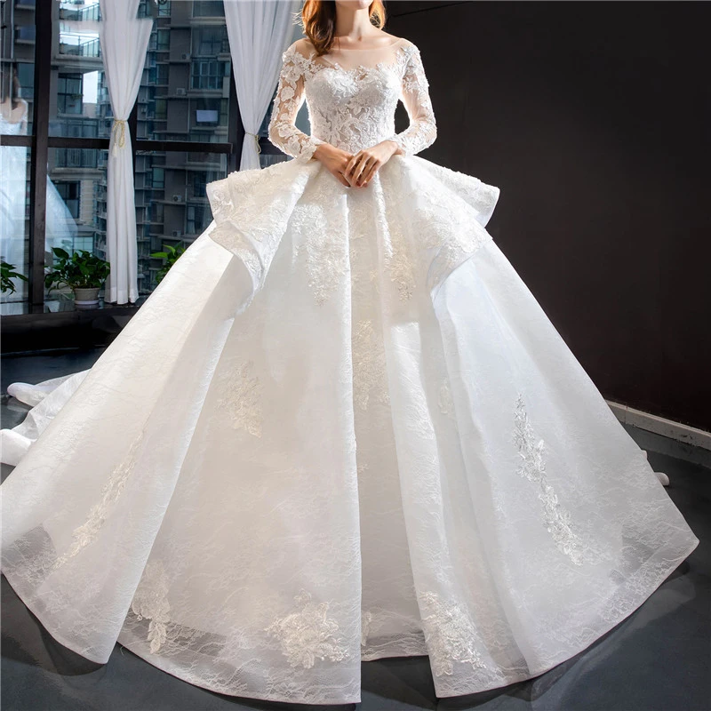 O-Neck High Quality Sexy Wedding Dresses 2019 Handmade Flowers Long Sleeves Bridal Gown Real Photo Custom Made wedding Gowns
O-Neck High Quality Sexy Wedding Dresses 2019 Handmade Flowers Long Sleeves Bridal Gown Real Photo Custom Made wedding Gowns