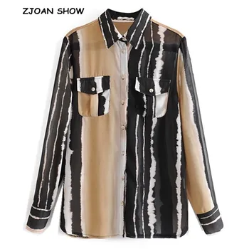 2019 New Chic Contrast color Tie dyeing Striped Shirt Buttons Single Breasted Long Sleeve Pockets Blouse Vintage Women Tops
2019 New Chic Contrast color Tie dyeing Striped Shirt Buttons Single Breasted Long Sleeve Pockets Blouse Vintage Women Tops