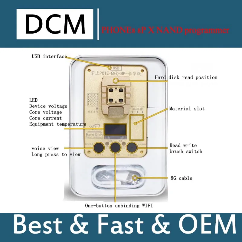 2018 for iPhone8/8P/X/ 6s/6sp/7/7P for iPad Pro NAND Flash IC Programmer Disk Test Tool ERROR Repair HDD Chip Serial Number SN
2018 for iPhone8/8P/X/ 6s/6sp/7/7P for iPad Pro NAND Flash IC Programmer Disk Test Tool ERROR Repair HDD Chip Serial Number SN