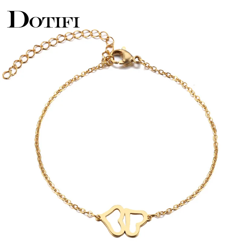 DOTIFI Stainless Steel Bracelet For Women Man Double Heart Gold And Silver Color Pulseira Feminina Lover's Engagement Jewelry
DOTIFI Stainless Steel Bracelet For Women Man Double Heart Gold And Silver Color Pulseira Feminina Lover's Engagement Jewelry