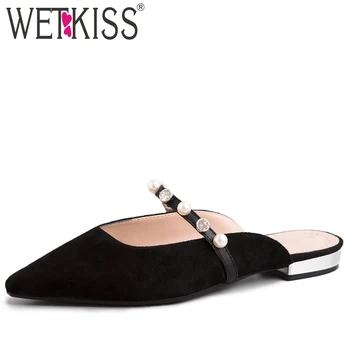 WETKISS Kid Suede Slippers Women Pointed Toe Footwear Fashion Casual Slides Shoes Pearl Crystal Mules Shoes Woman Summer 2019
WETKISS Kid Suede Slippers Women Pointed Toe Footwear Fashion Casual Slides Shoes Pearl Crystal Mules Shoes Woman Summer 2019