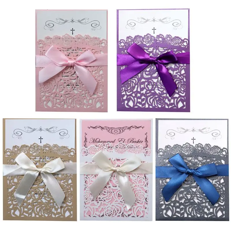 10pcs/set Glitter Hollow Rose Wedding Invitations Cards Cover With Bow Ribbon Kits For Bridal Shower Birthday Engagement Party
10pcs/set Glitter Hollow Rose Wedding Invitations Cards Cover With Bow Ribbon Kits For Bridal Shower Birthday Engagement Party