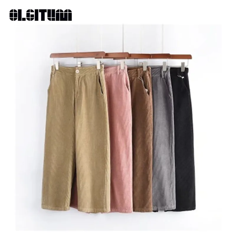New 2018 Women Pants Autumn and Winter Casual Loose Corduroy Pants High Waist Solid Wide Leg Pants Ankle-length Trousers
New 2018 Women Pants Autumn and Winter Casual Loose Corduroy Pants High Waist Solid Wide Leg Pants Ankle-length Trousers