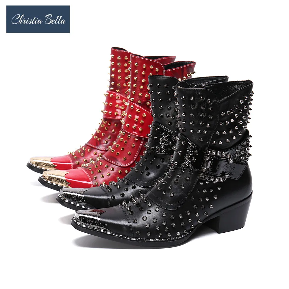 Christia Bella New Metal Toe Zipper Rivet Man Boots Monk Strap Pointed Toe Real Leather Party Boots New Fashion Dress Shoes
Christia Bella New Metal Toe Zipper Rivet Man Boots Monk Strap Pointed Toe Real Leather Party Boots New Fashion Dress Shoes
