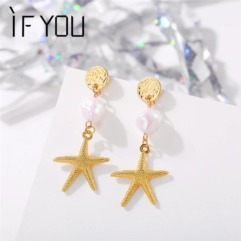 IF YOU Fashion Korean Pearl Shell Starfish Drop Earrings For Women Vintage Dangle Earrings Bohemia 2019 Summer Beach Jewelry New
IF YOU Fashion Korean Pearl Shell Starfish Drop Earrings For Women Vintage Dangle Earrings Bohemia 2019 Summer Beach Jewelry New