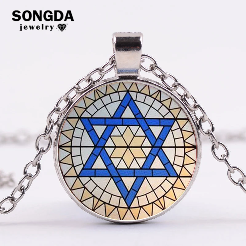 SONGDA Classic Star Of David Necklace Art Hexagram Jewish Shield Symbol Glass Cabochon Pendant Statement Necklace Israel Jewelry
SONGDA Classic Star Of David Necklace Art Hexagram Jewish Shield Symbol Glass Cabochon Pendant Statement Necklace Israel Jewelry