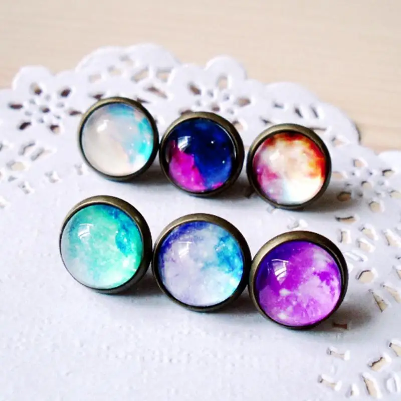 New Nebula earring Outer Space Star Magic Cabochons Glass Jewelry post Personality Earrings
New Nebula earring Outer Space Star Magic Cabochons Glass Jewelry post Personality Earrings