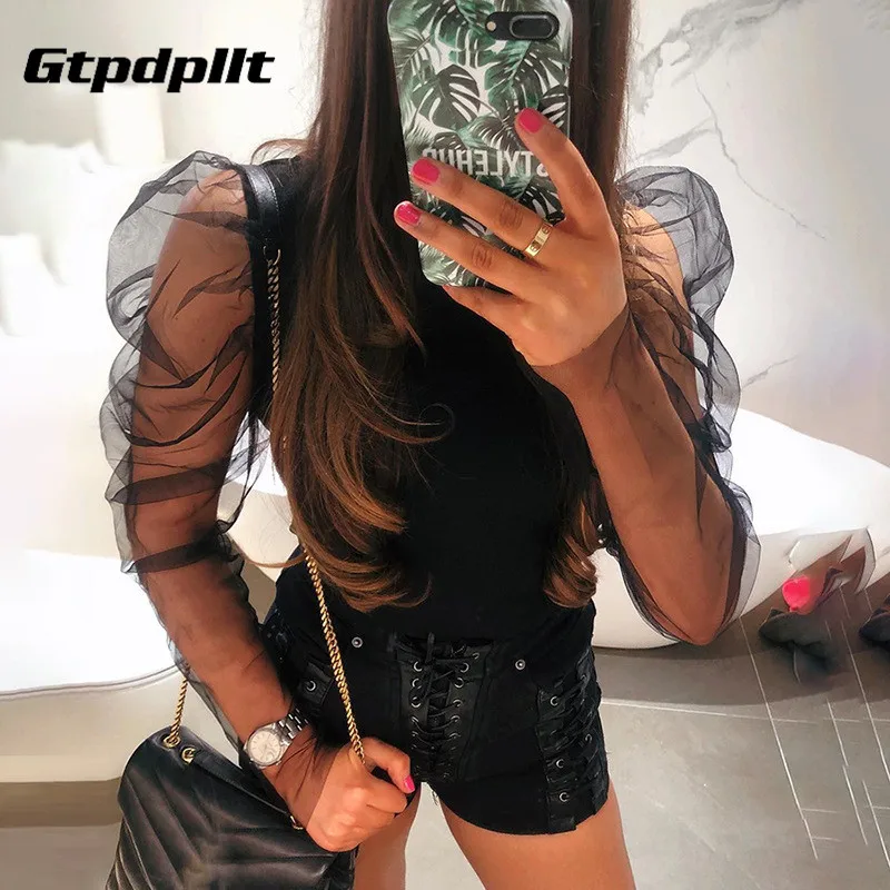 Gtpdpllt Sheer Mesh Puff Sleeve Sexy T Shirt Women Summer Top White Turtleneck Slim Tshirt Women Elegant T-shirt Streetwear
Gtpdpllt Sheer Mesh Puff Sleeve Sexy T Shirt Women Summer Top White Turtleneck Slim Tshirt Women Elegant T-shirt Streetwear
