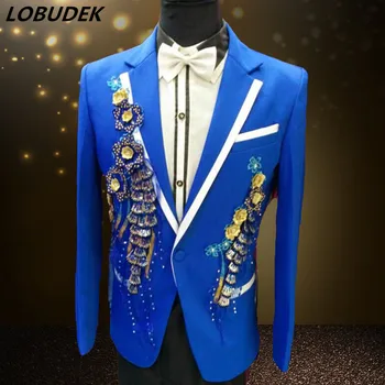 Men's Formal Suits Blue white Sequins Slim Blazers Nightclub Host performance Costume Wedding Party Prom Host singer Stage suits
Men's Formal Suits Blue white Sequins Slim Blazers Nightclub Host performance Costume Wedding Party Prom Host singer Stage suits