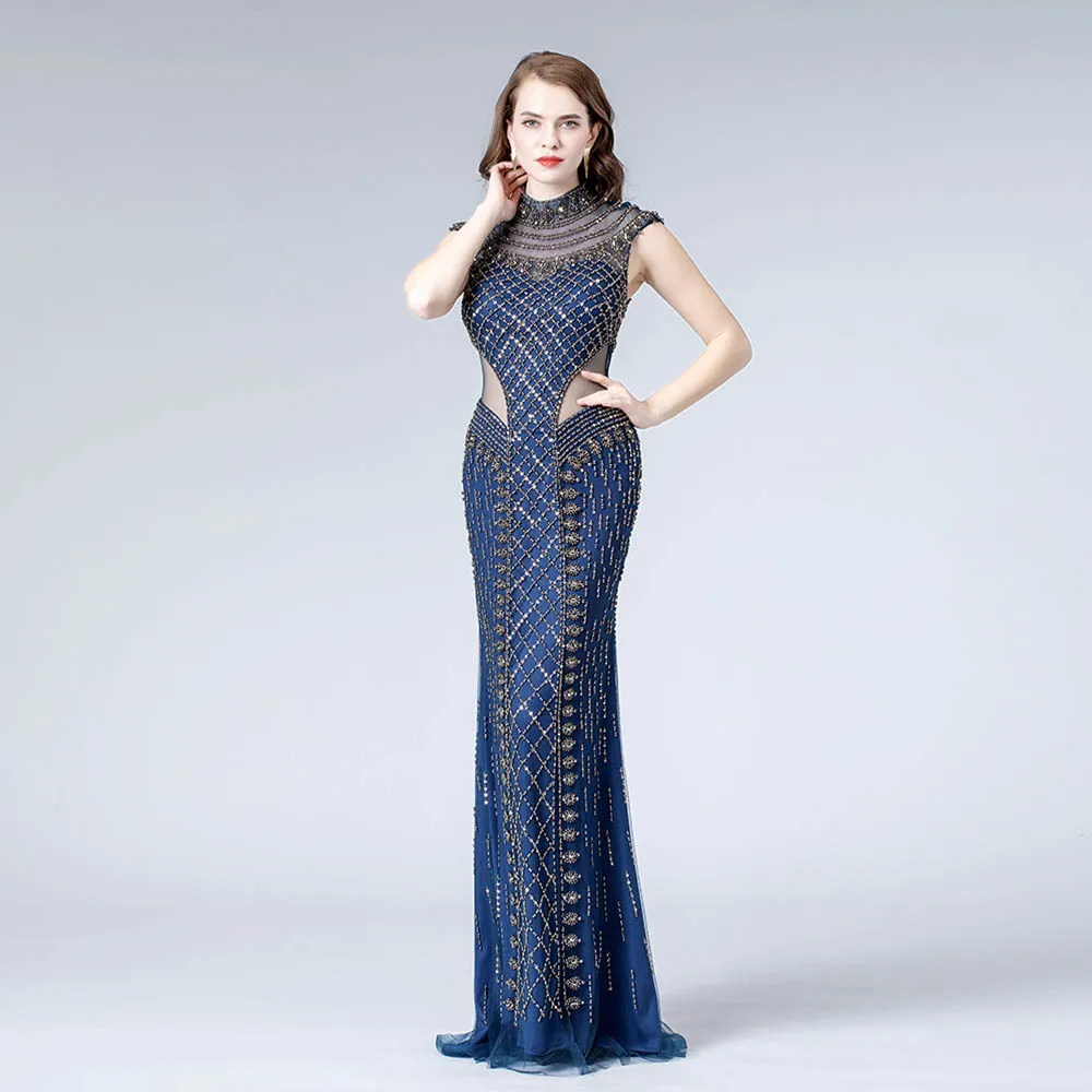 Robe De Soiree 2019 Sexy Navy Blue Stones Mermaid Evening Dresses Long Formal Dress Gown High Neck
Robe De Soiree 2019 Sexy Navy Blue Stones Mermaid Evening Dresses Long Formal Dress Gown High Neck